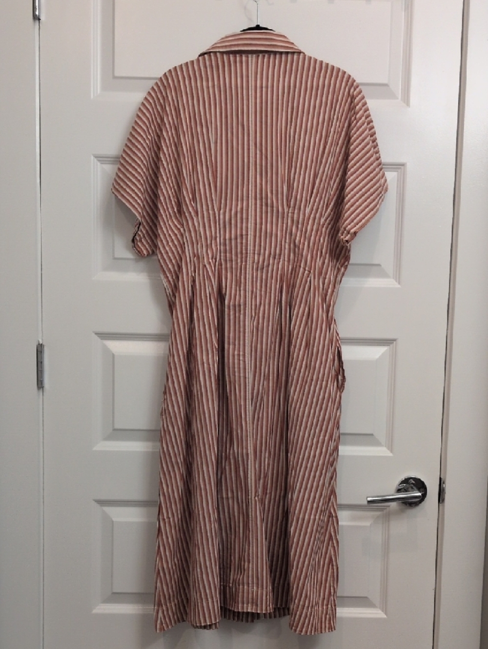 Serra Striped Midi Shirt Dress in Red And White - Picture 7 of 8